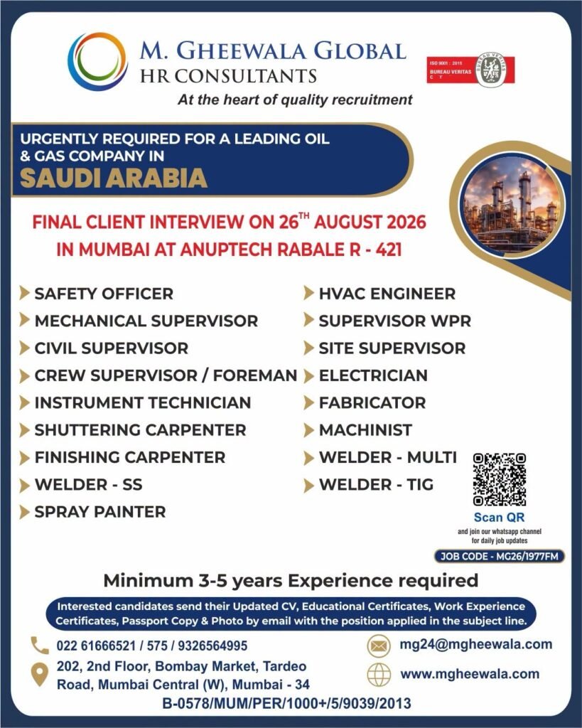 Saudi Arabia Oil & Gas Jobs 2026 – Urgent Vacancies 