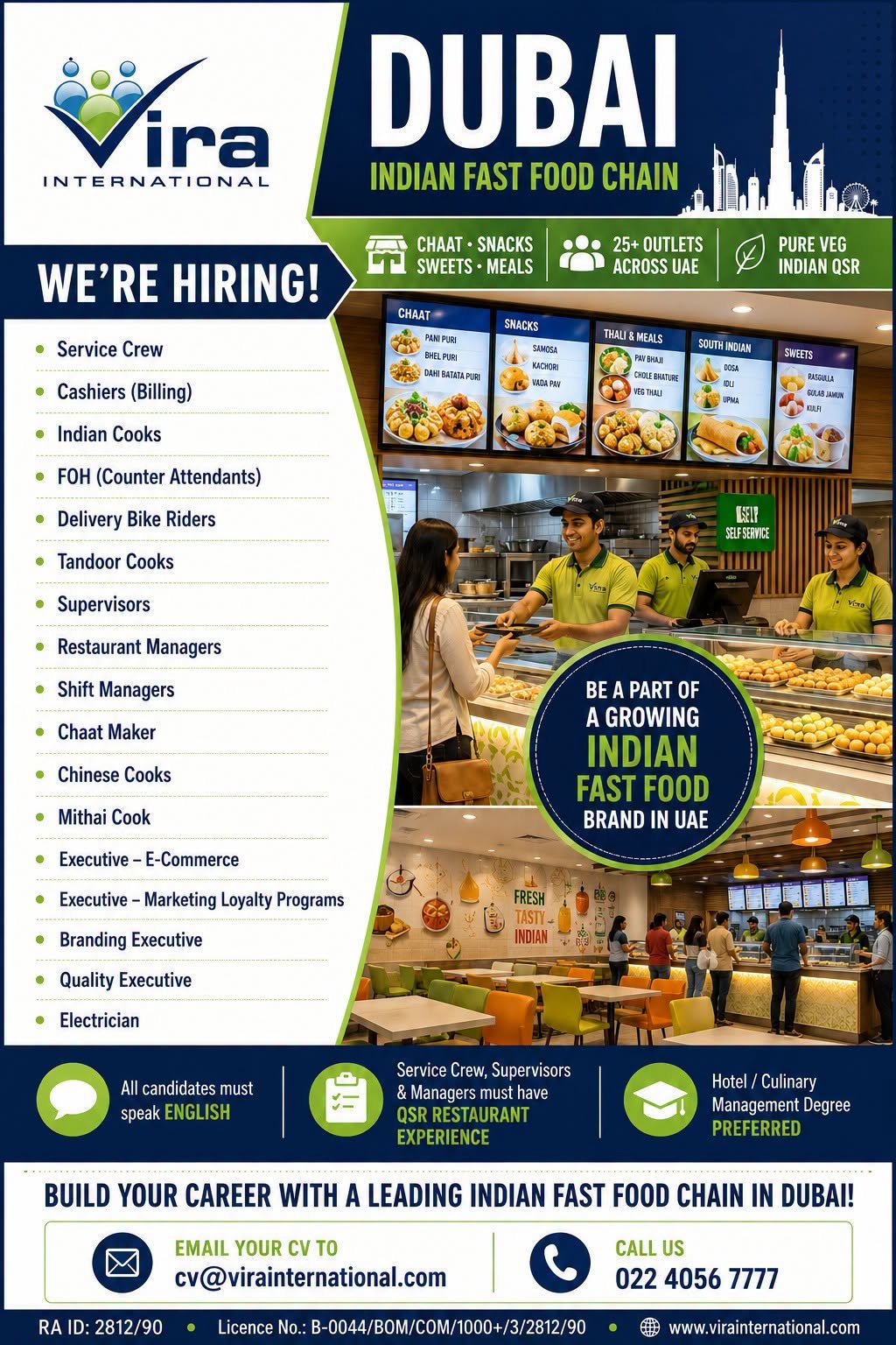 Dubai Jobs 2026 – Indian Fast Food Chain Hiring 