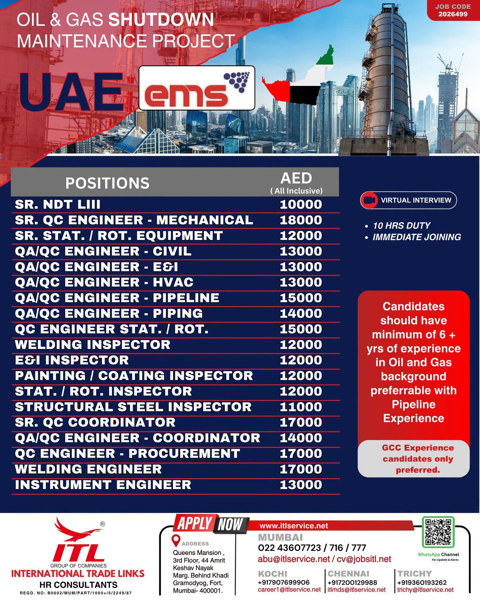 UAE EMS Oil & Gas Shutdown Maintenance Project Jobs 2026 – Apply Now