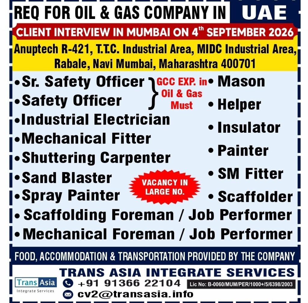 UAE Oil & Gas Jobs 2026 – Large Vacancies 