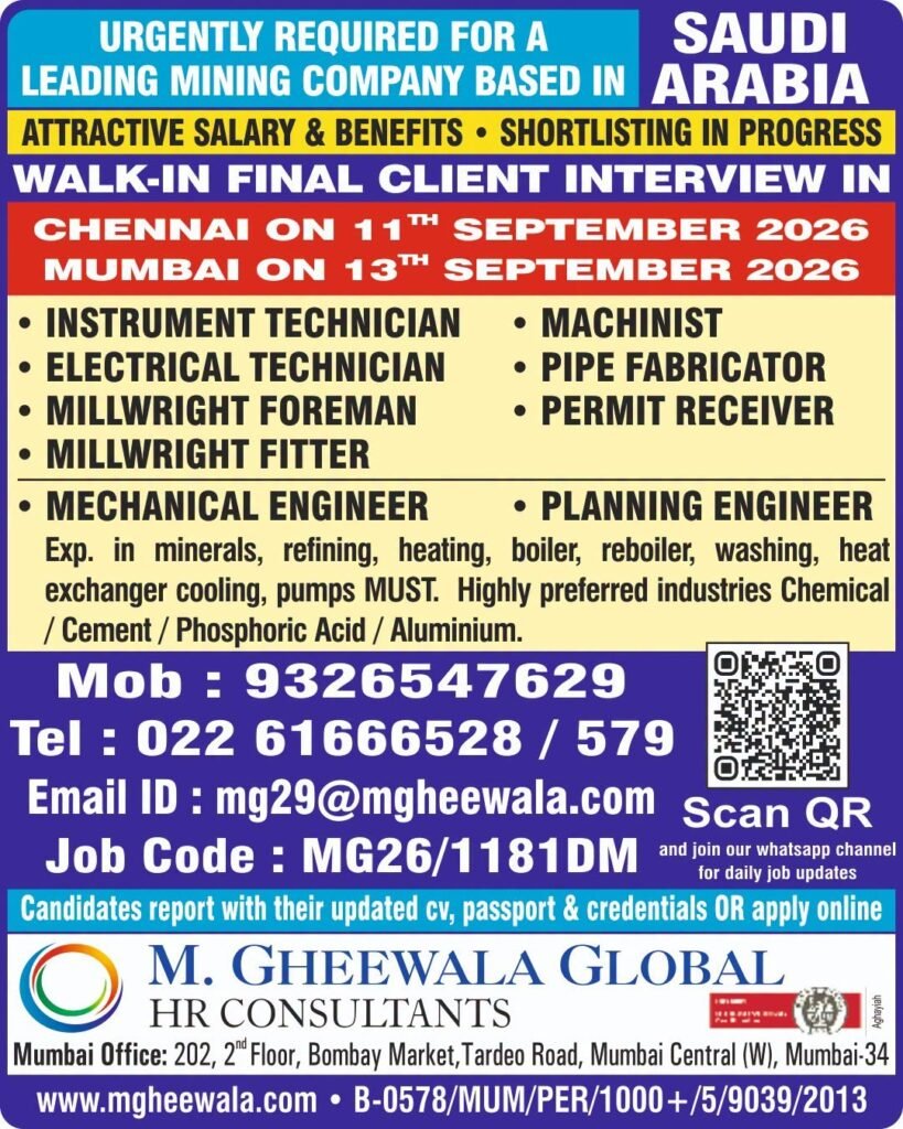 Saudi Arabia Mining Company Jobs 2026 – Walk-In Interviews 