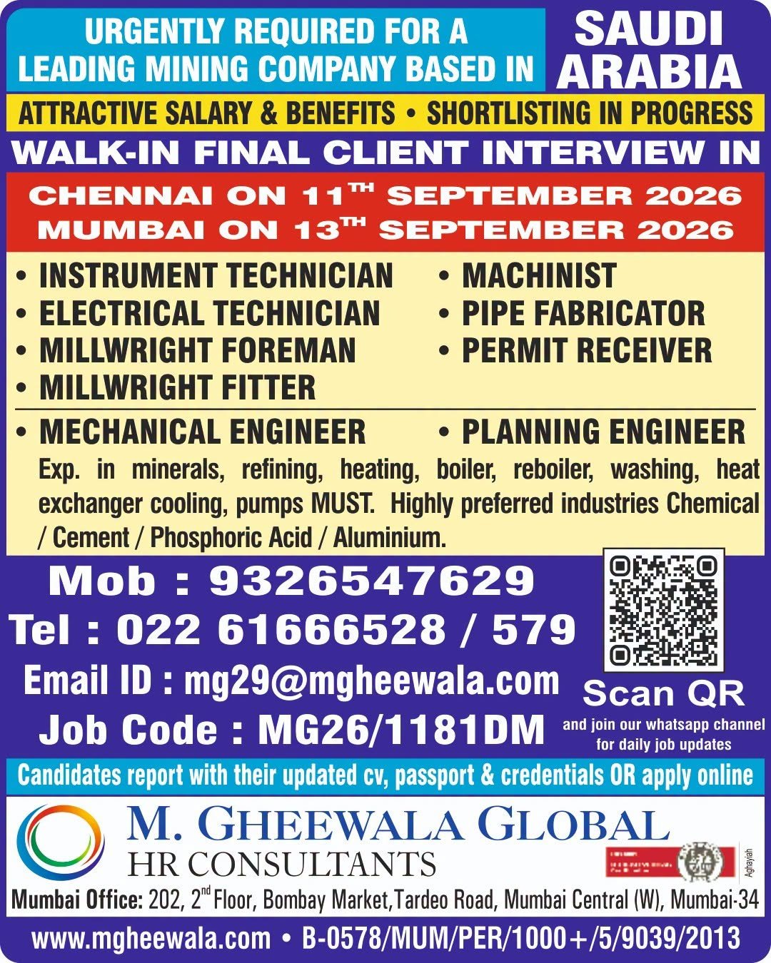Saudi Arabia Mining Company Jobs 2026 – Walk-In Interviews 