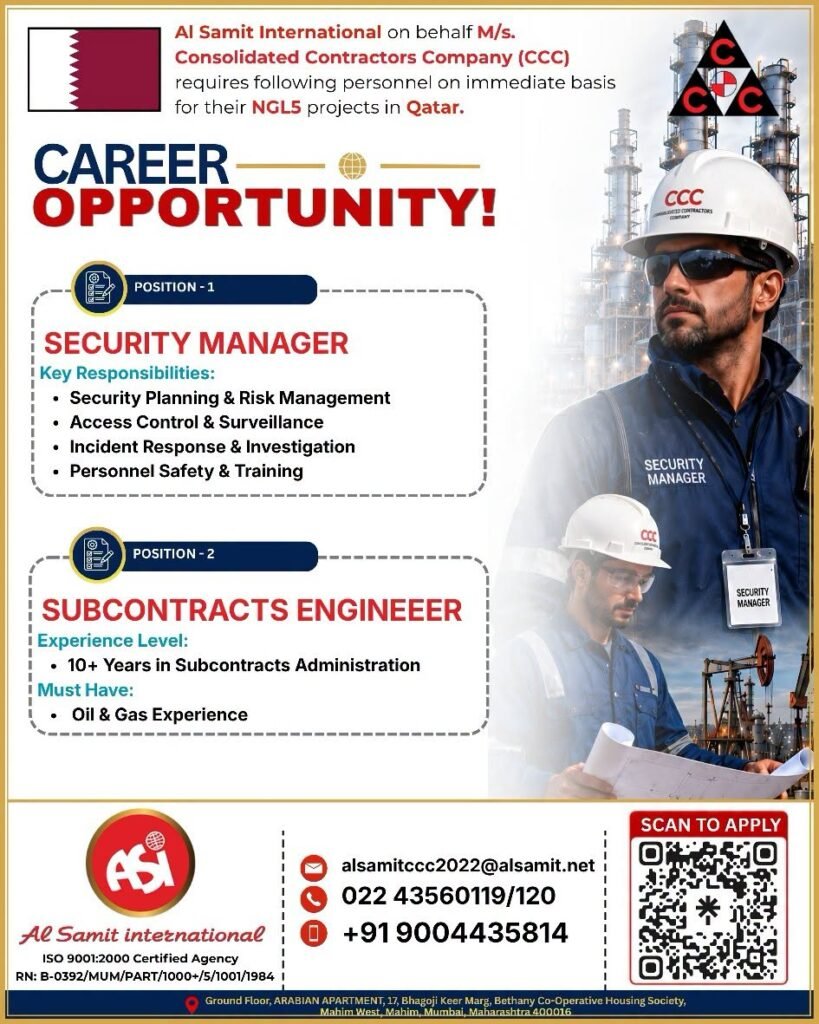 Hiring For NGL5 projects in Qatar