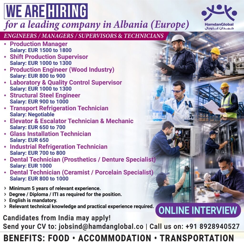 Hiring for a leading company in Albania (Europe) - Online Interview