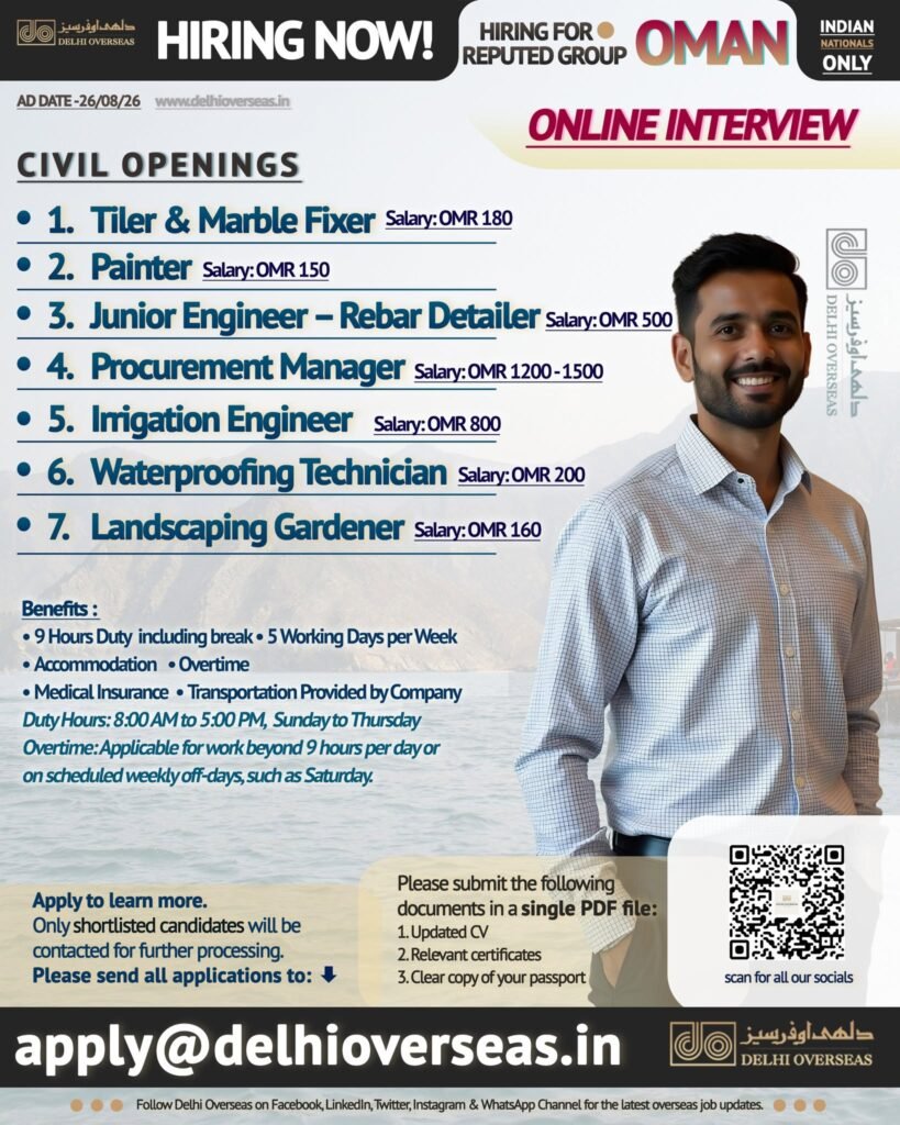 Oman Jobs 2026 – Civil & Engineering Vacancies in Oman
