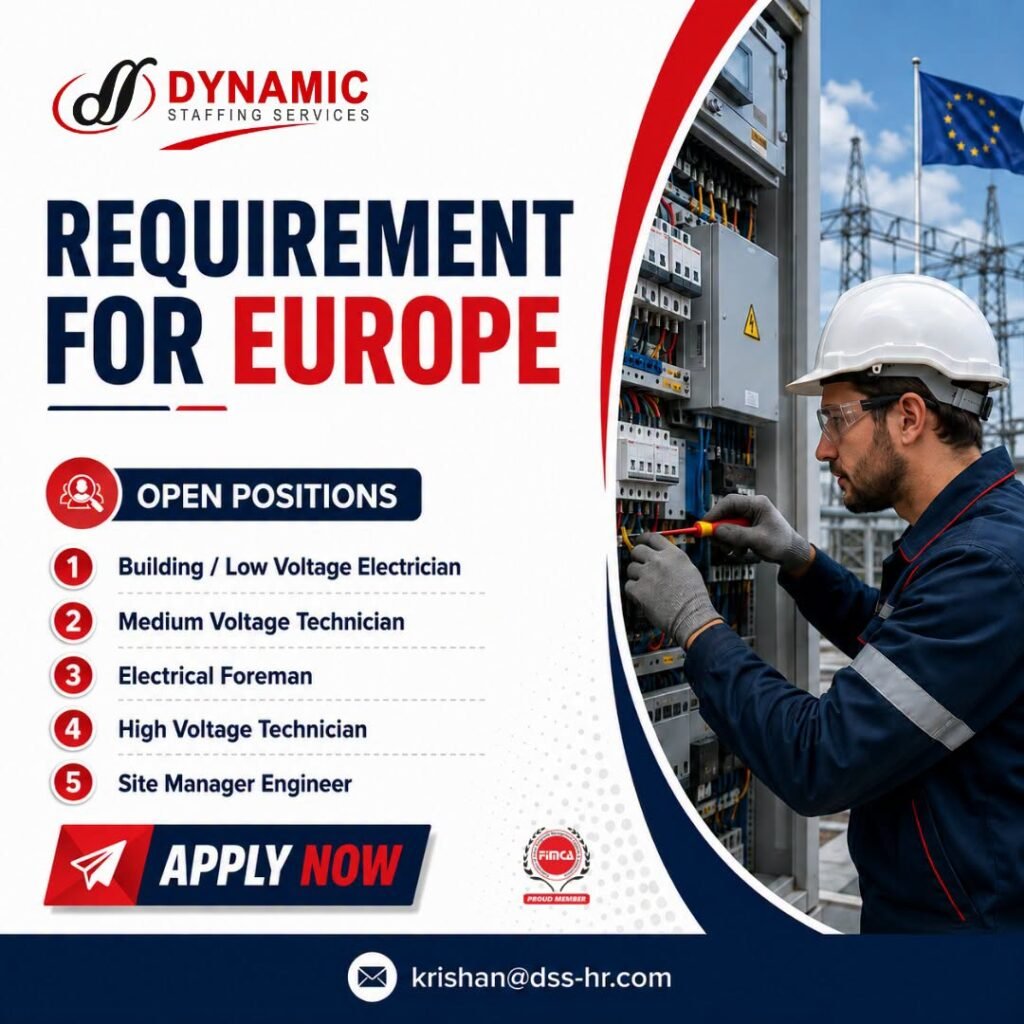 Europe Jobs 2026: Electrical Vacancies for Technicians, Electricians and Engineers