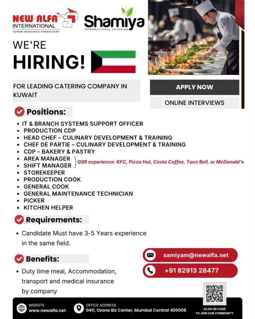 Kuwait Jobs 2026: Hiring for Leading Catering Company