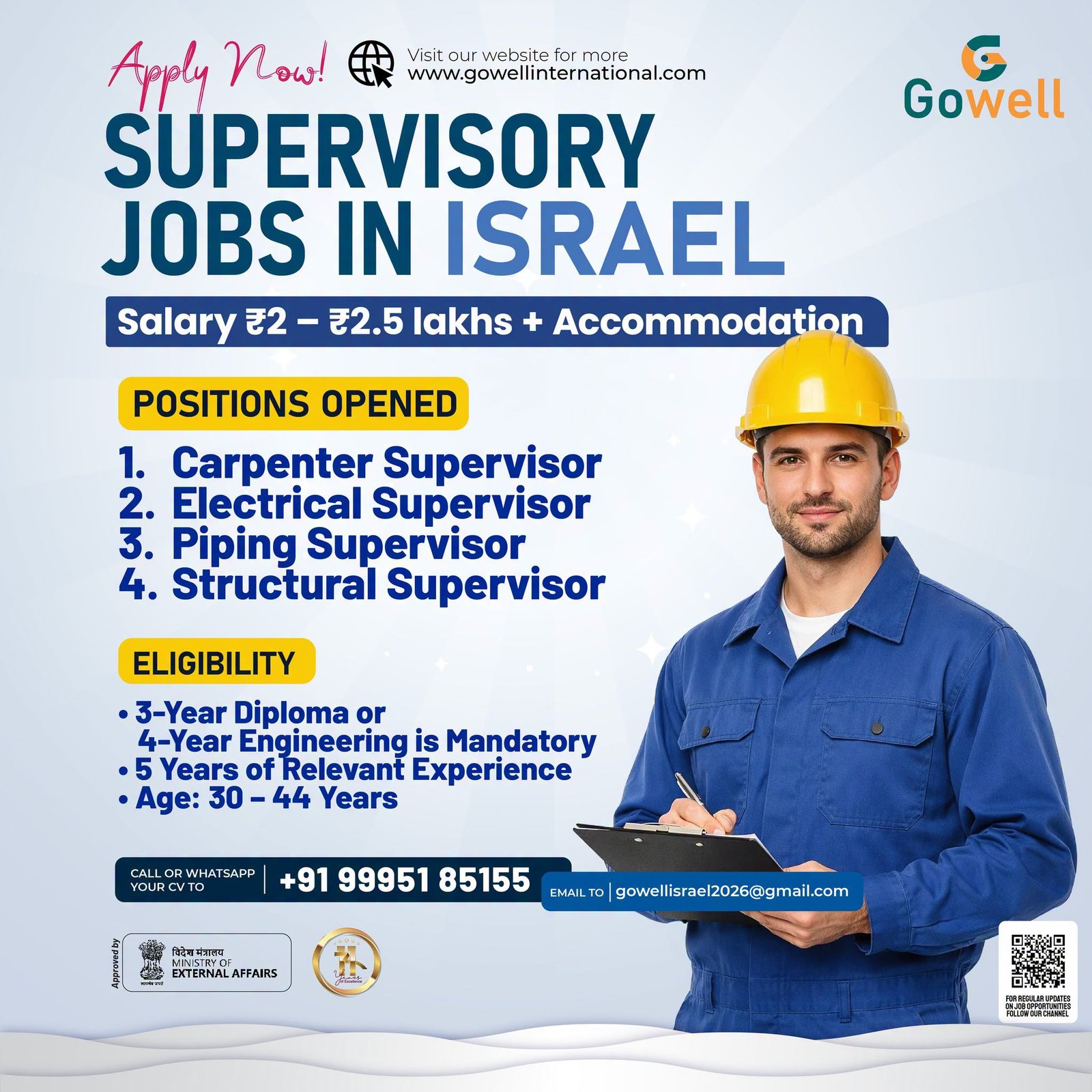 hiring experienced professionals for supervisory positions in Israel - Apply Now