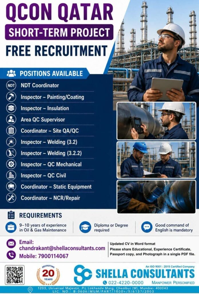 QCON Qatar Short-Term Project Recruitment 2026 – Apply for Oil & Gas Jobs