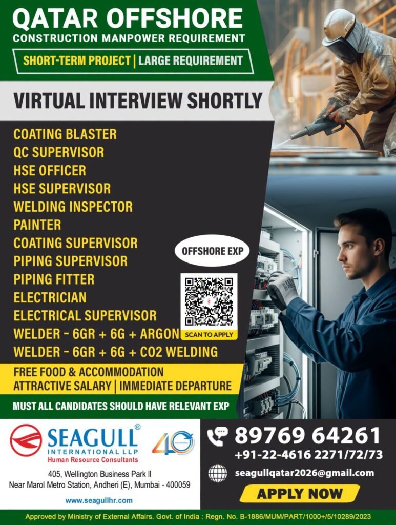 Qatar Offshore Jobs 2026 – Urgent Construction Manpower Recruitment