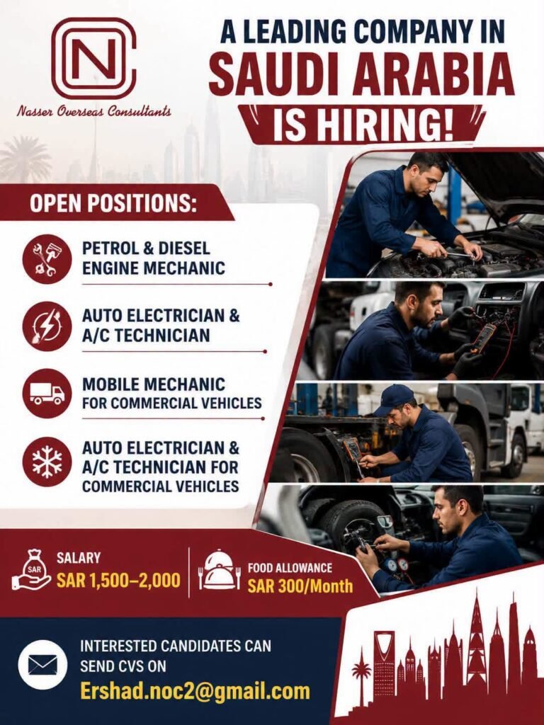 Saudi Arabia Jobs 2026 – Automotive Mechanics Recruitment