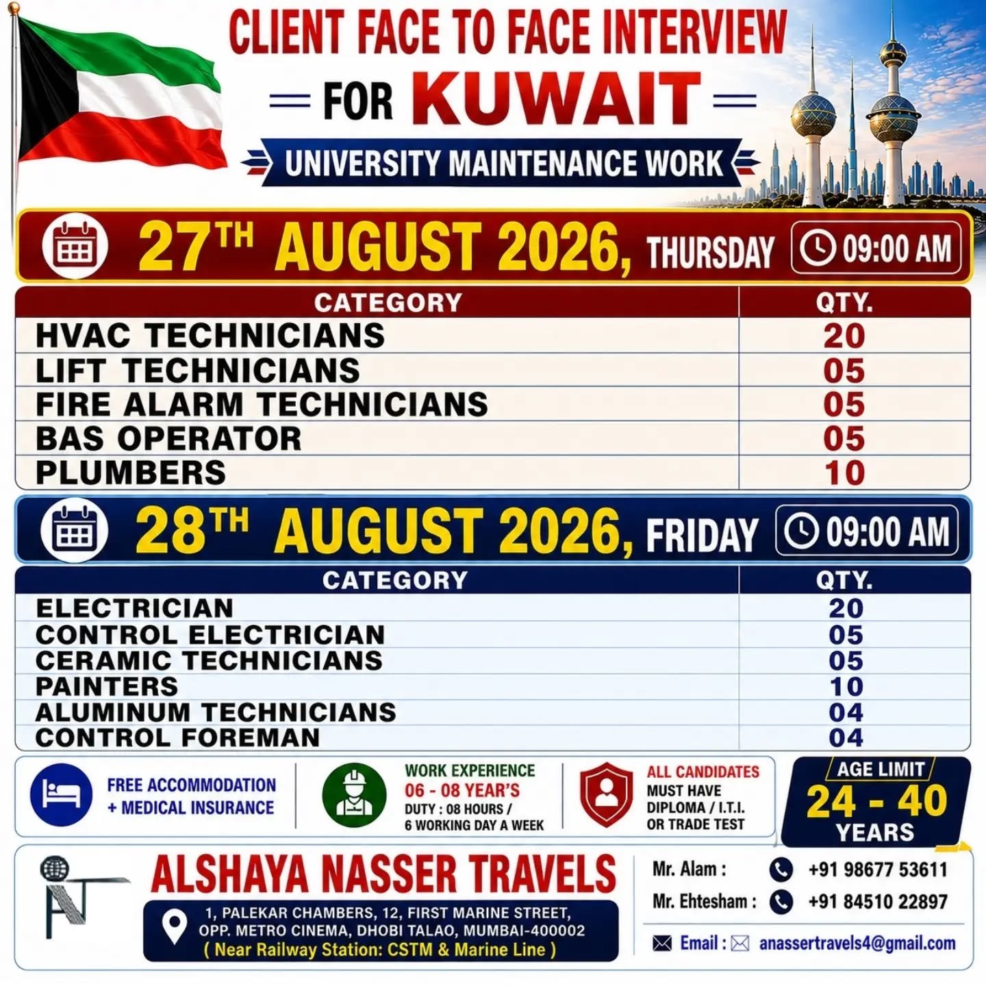 Kuwait Jobs 2026: University Maintenance Jobs with Face-to-Face Interview