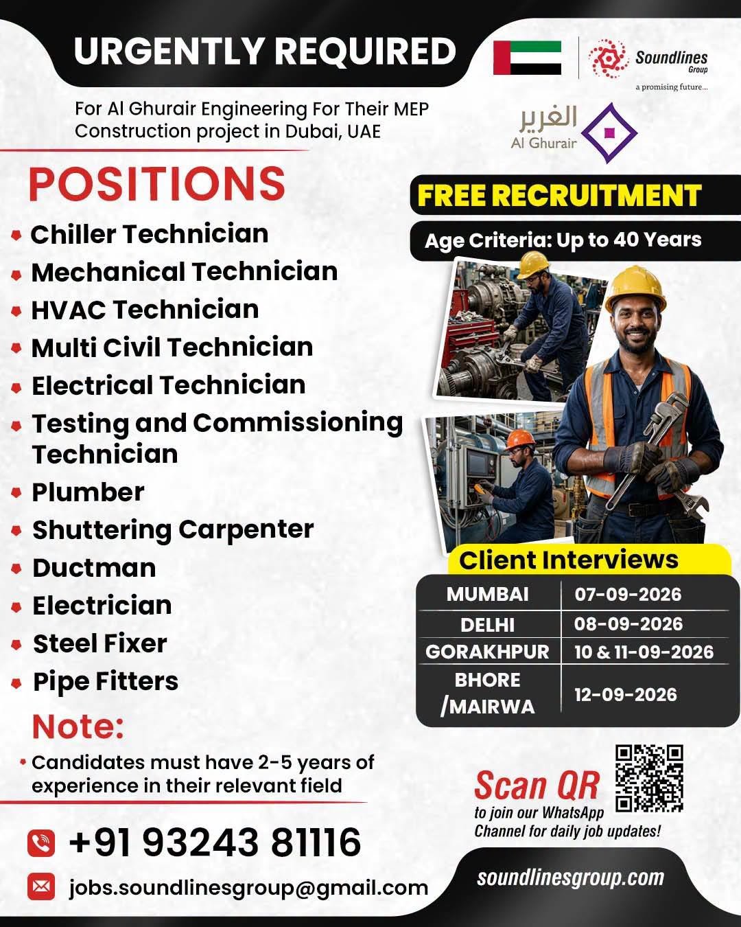 UAE : Hiring For Al Ghurair Engineering For Their MEP Construction project in Dubai