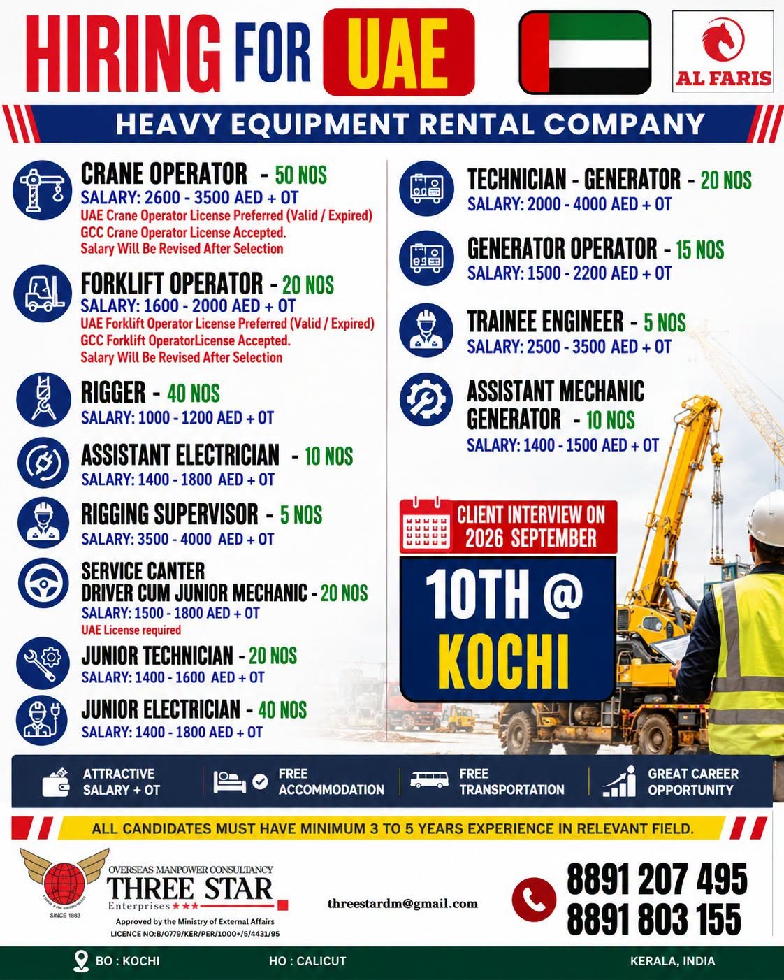 UAE ALFARIS Heavy Equipment Rental Company Jobs - Apply Now