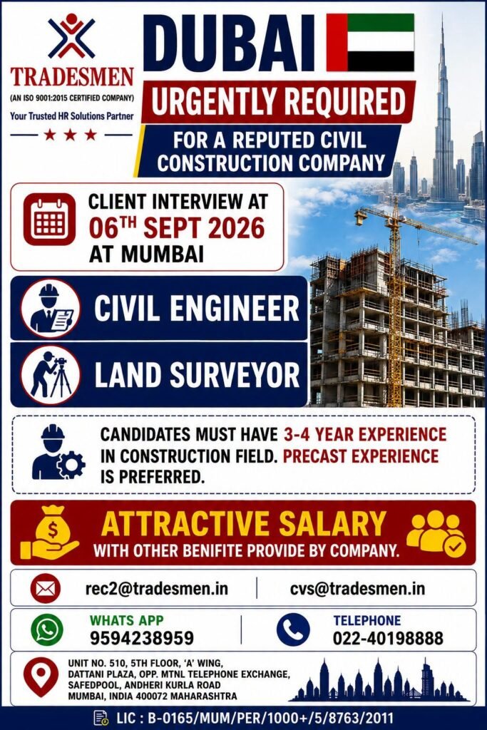 Dubai Jobs 2026 – Civil Engineer & Land Surveyor Vacancies