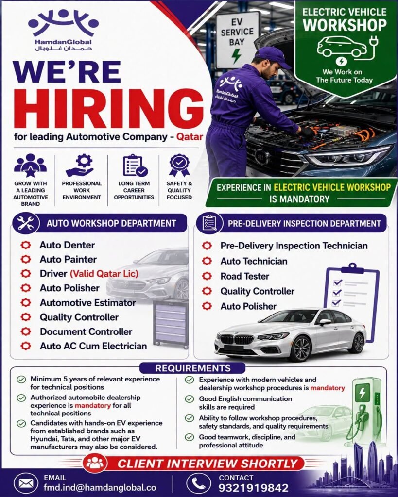 hiring for a leading Automotive Company - Qatar