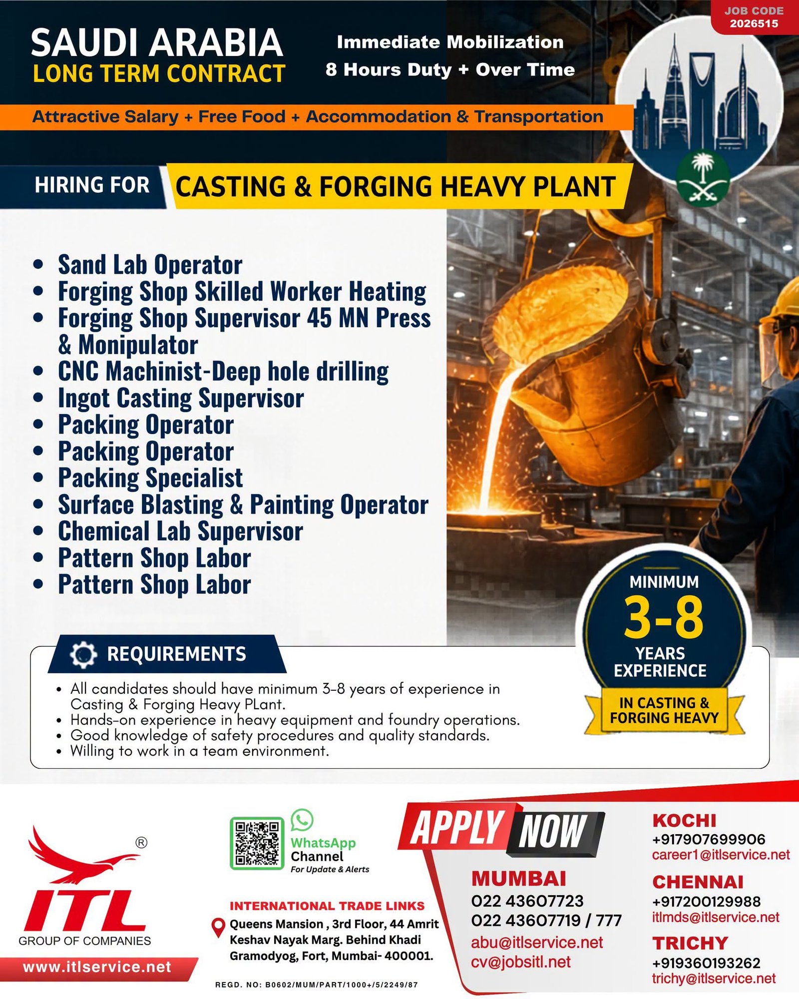 Saudi Arabia Jobs 2026: Casting & Forging Heavy Plant Vacancies