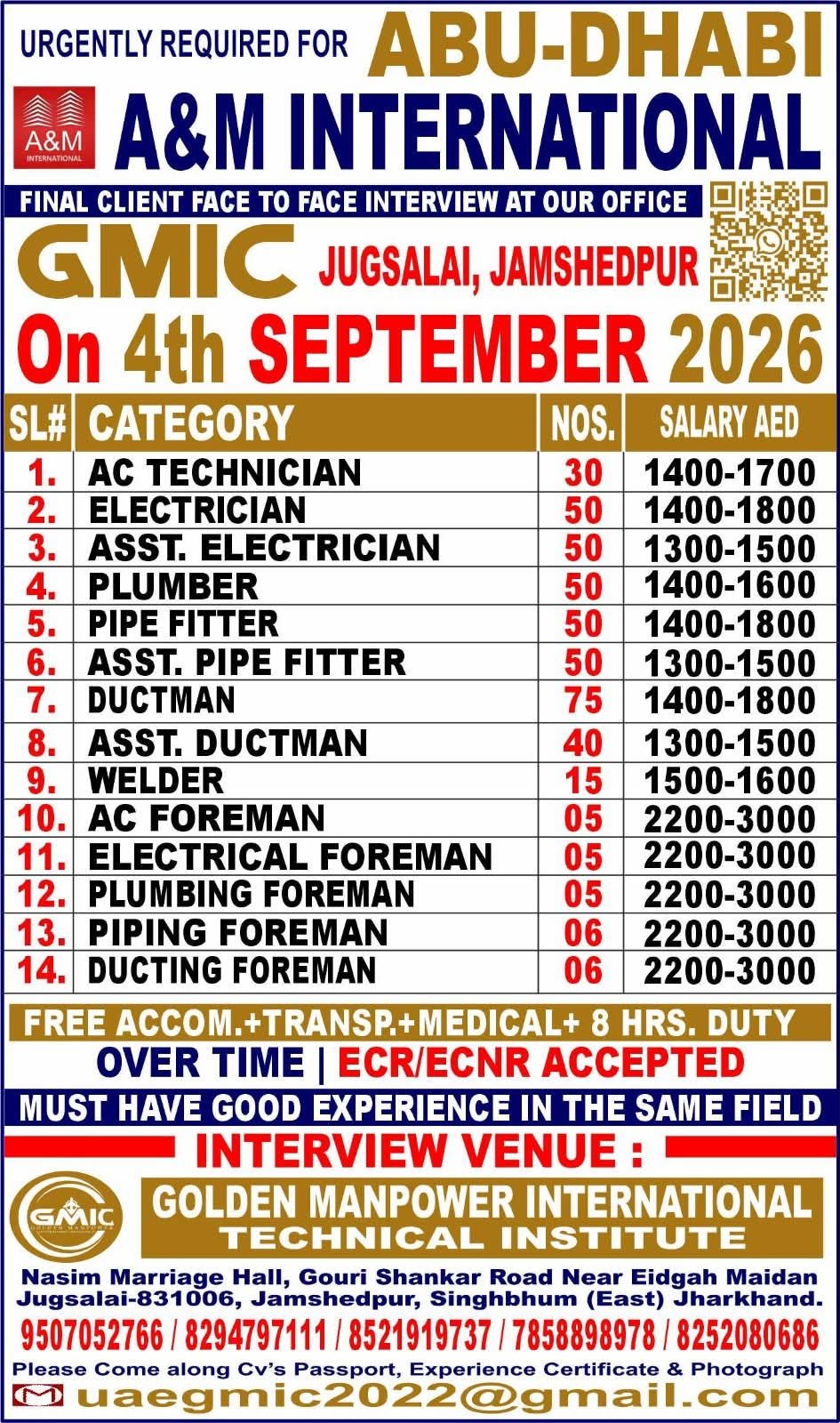 UAE Abu Dhabi Jobs 2026: Hiring For A&M International