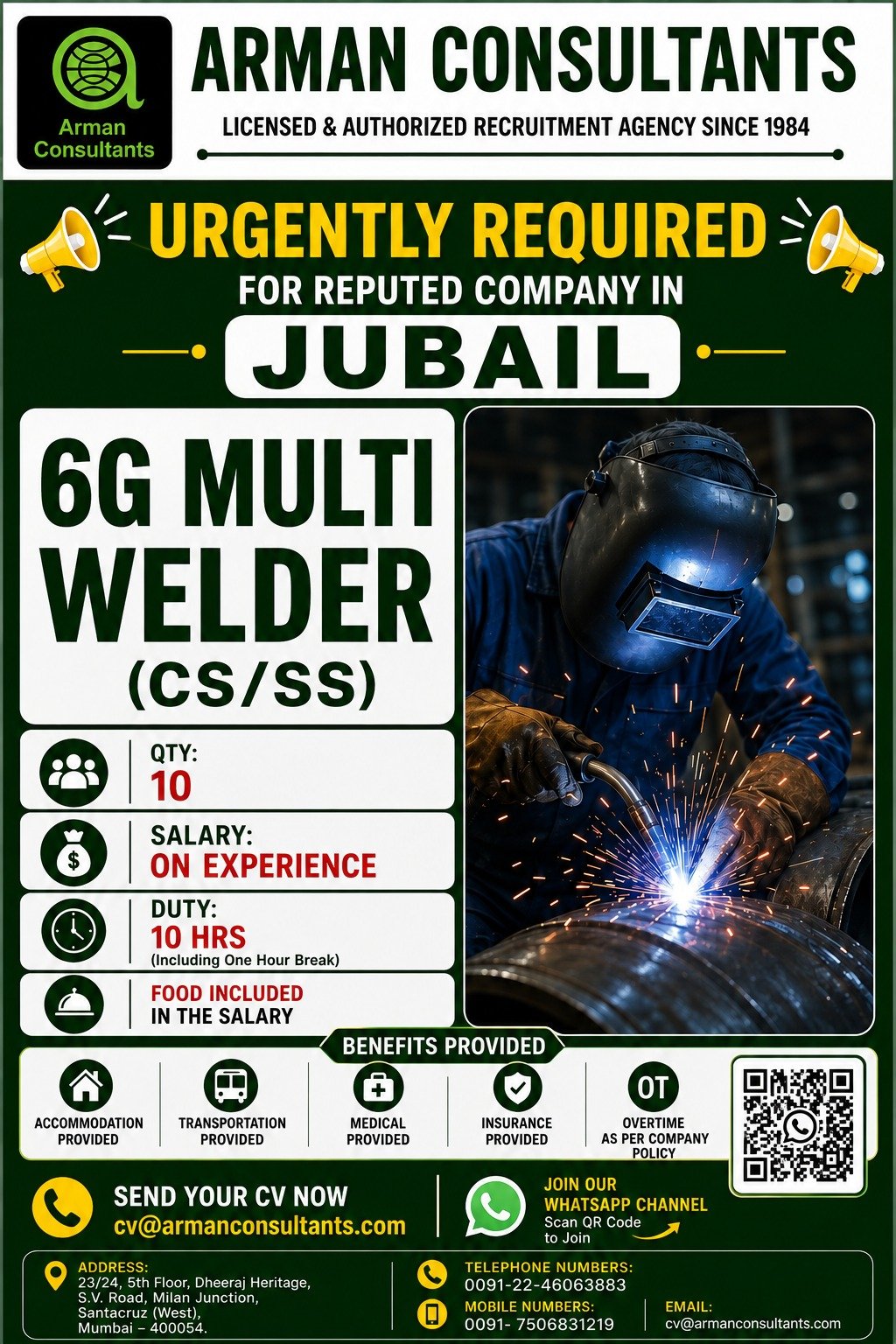 6G Multi Welder Jobs in Jubail, Saudi Arabia – 10 Vacancies