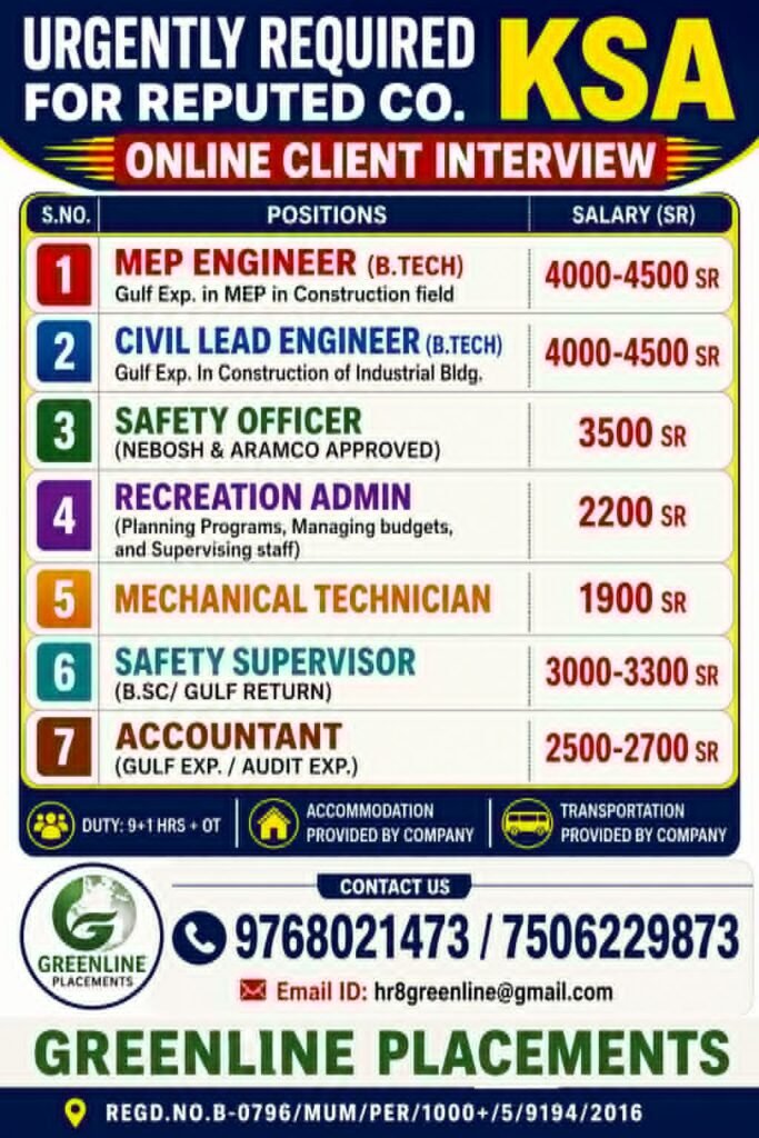 Saudi Arabia Jobs 2026 | Construction Company Recruitment | Online Client Interview