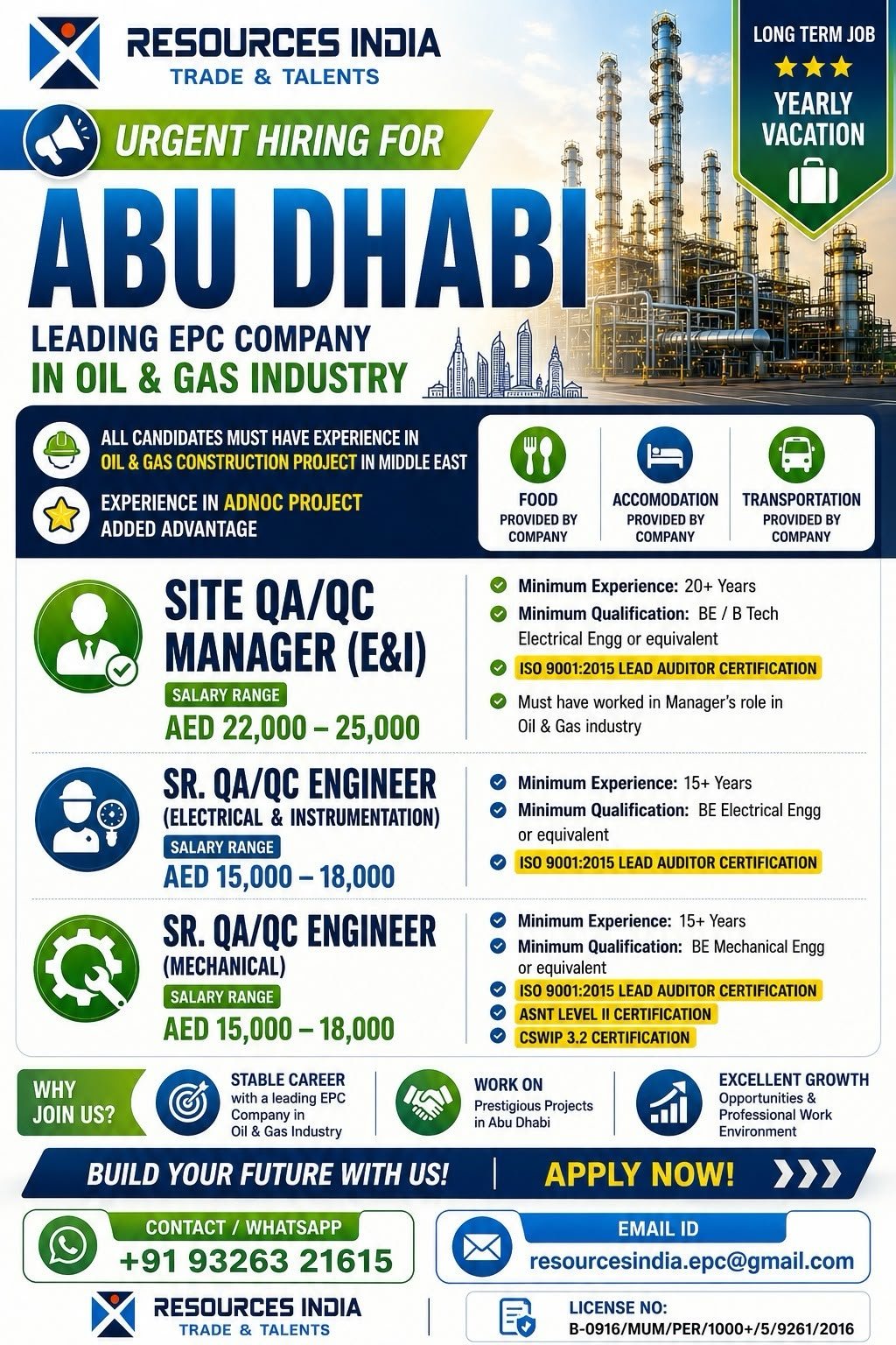 Abu Dhabi Oil & Gas Jobs 2026 | Hiring For Leading EPC Company