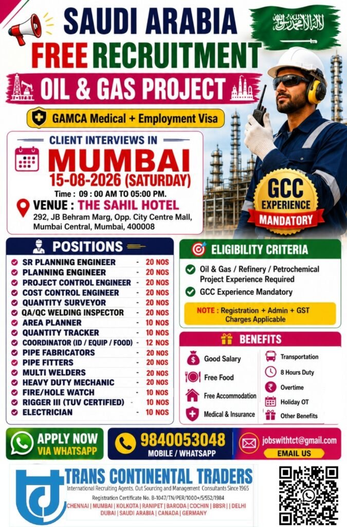 Saudi Arabia Oil & Gas Jobs 2026 | Free Recruitment Saudi Arabia Oil & Gas Jobs 2026 | Free Recruitment