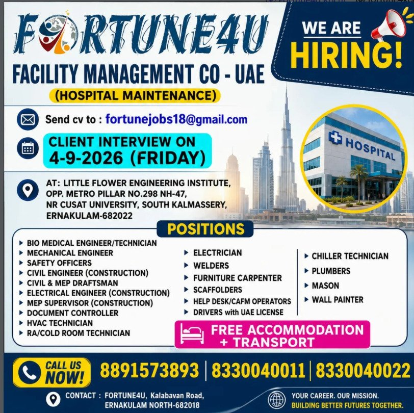 UAE Hospital Maintenance Jobs 2026 – Facility Management Company Hiring UAE Hospital Maintenance Jobs 2026 – Facility Management Company Hiring