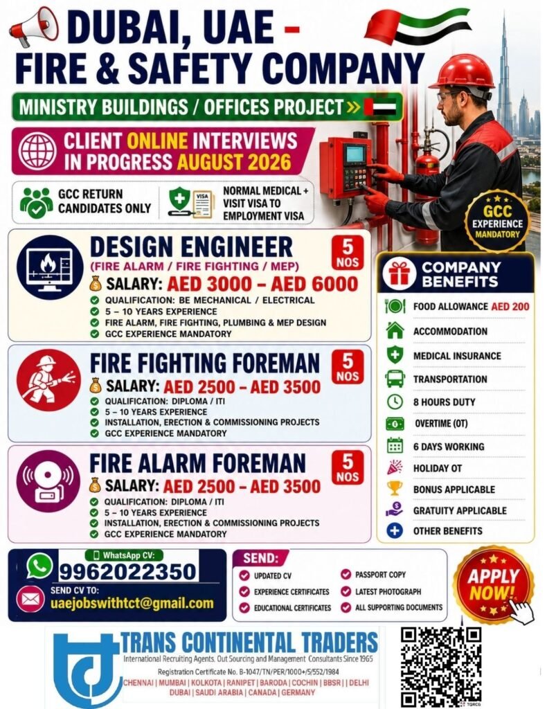 Dubai Fire & Safety Jobs 2026 – Apply Now