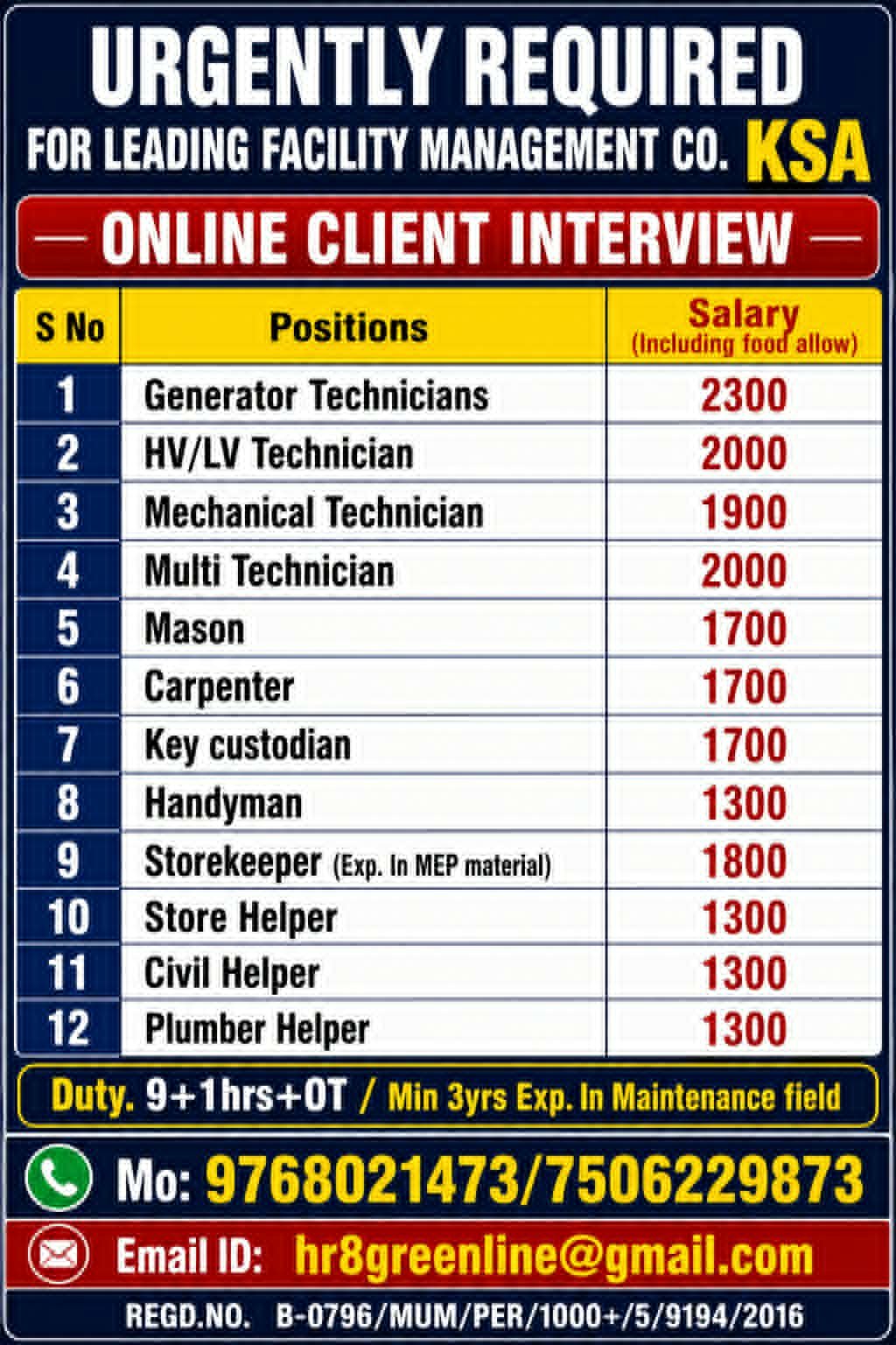 Saudi Arabia Jobs 2026 – Urgent Recruitment for Leading Facility Management Company