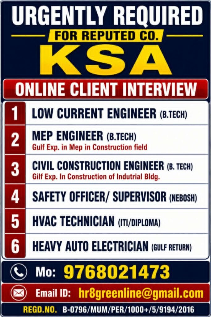 Saudi Arabia Jobs 2026 – Engineers, Safety Officers & Technicians Hiring Saudi Arabia Jobs 2026 – Engineers, Safety Officers & Technicians Hiring