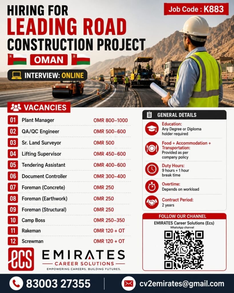 Oman Road Construction Jobs 2026 – Apply Today