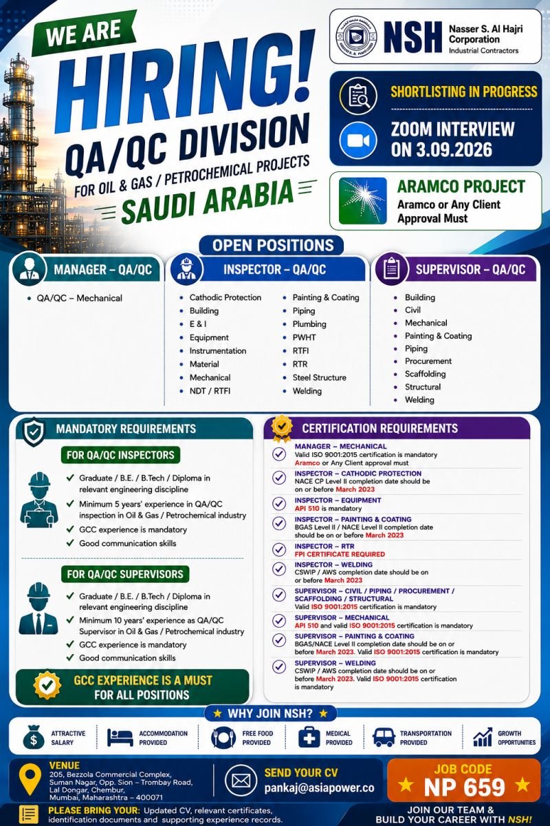 Saudi Arabia Jobs 2026 – Urgent Hiring for Oil & Gas and Petrochemical Projects