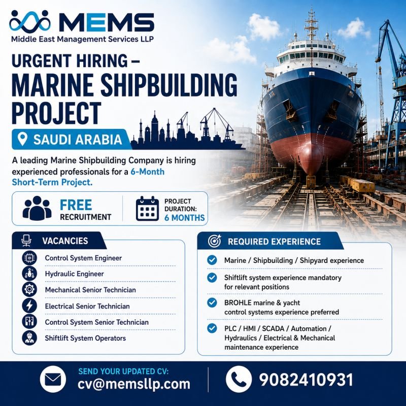 Saudi Arabia : Hiring For Marine Shipbuilding Project | 6-Month Short-Term Project