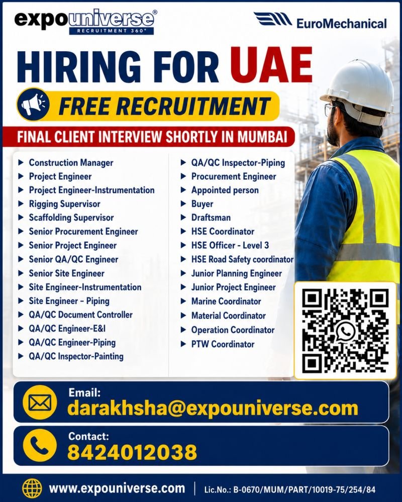 UAE Jobs 2026 – Urgent Hiring for EuroMechanical | Apply Now