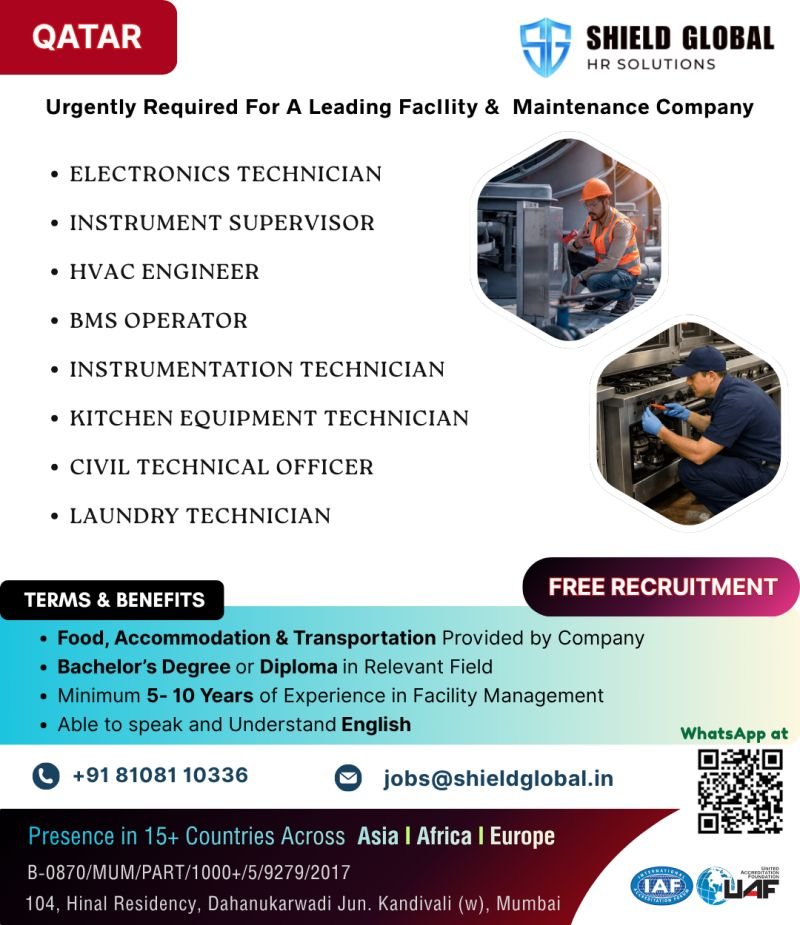 Qatar Jobs 2026: Facility Management and Maintenance Vacancies