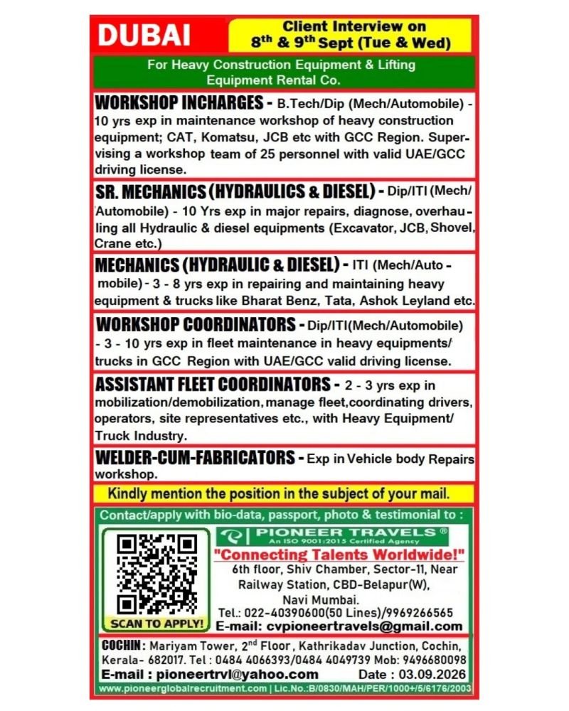 Urgent Hiring For Dubai - Apply Today