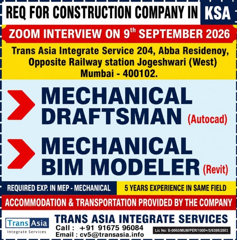 Hiring for Saudi Arabia | Mechanical Professionals