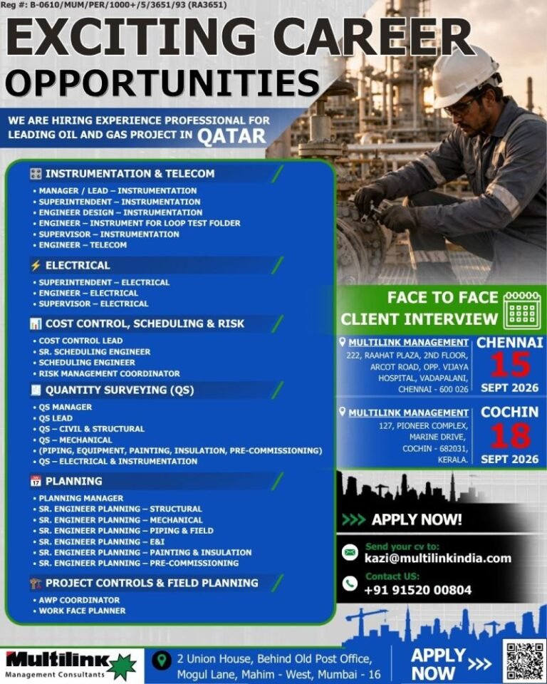 Qatar Jobs 2026: Oil and Gas Project Vacancies for Instrumentation ...