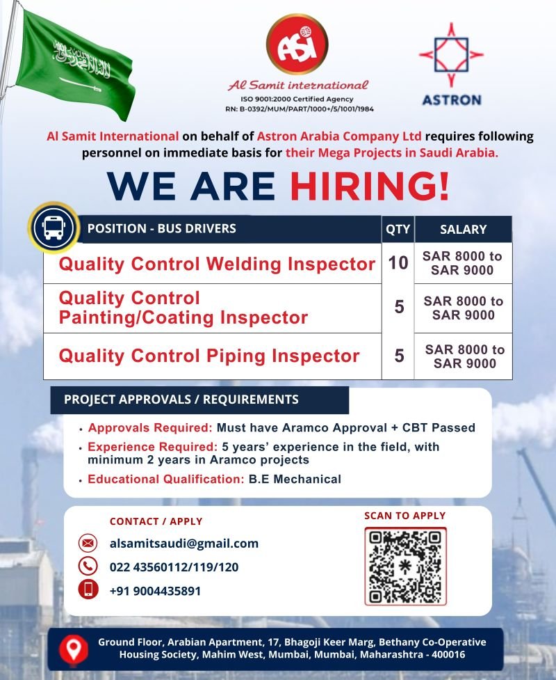 Saudi Arabia : Hiring For Astron Arabia Company Ltd