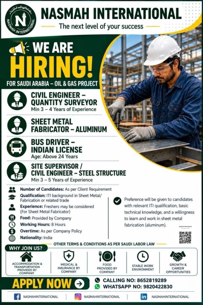 hiring for Oil and Gas sector in Saudi Arabia