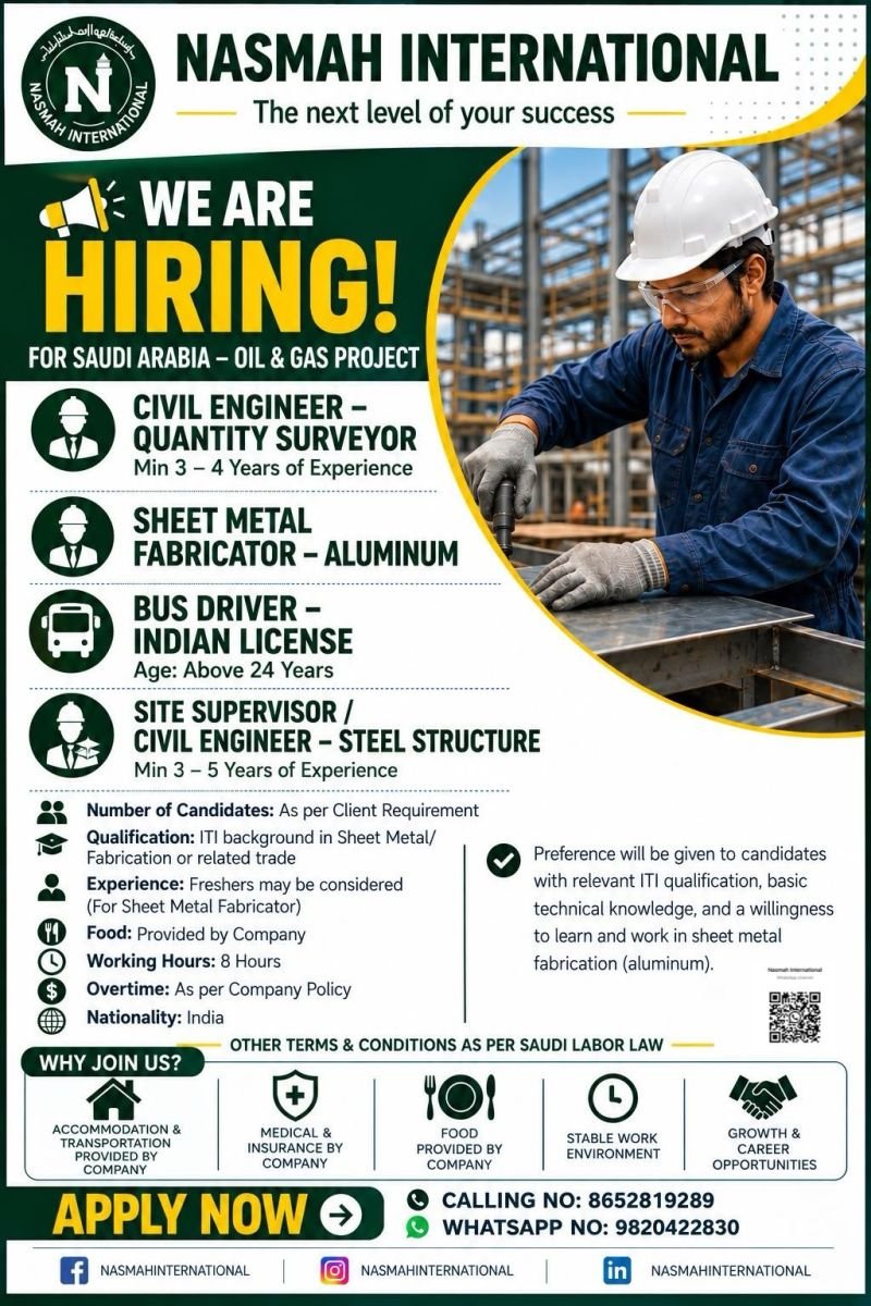 hiring for Oil and Gas sector in Saudi Arabia