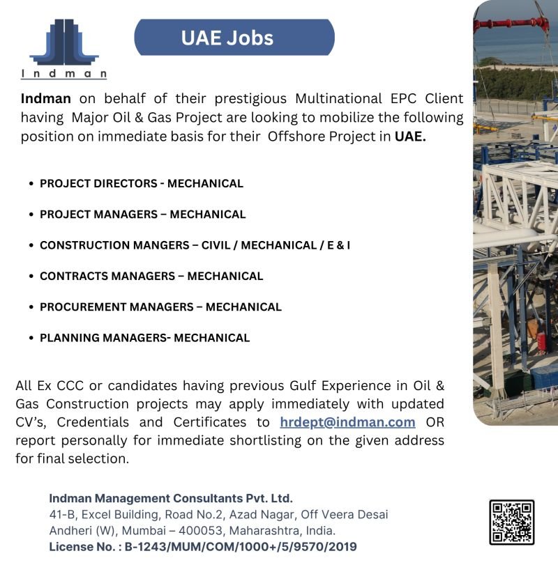 Offshore Jobs UAE - M/s. Consolidated Contractors Company W.L.L.