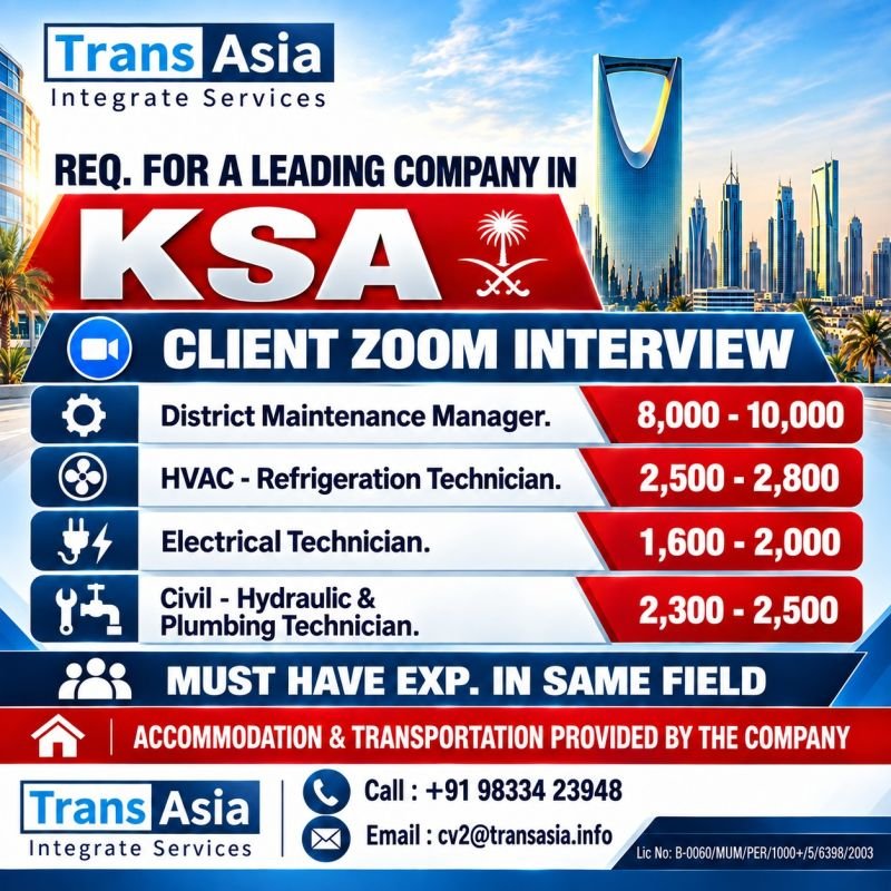 Recruiting for a leading company in Saudi Arabia