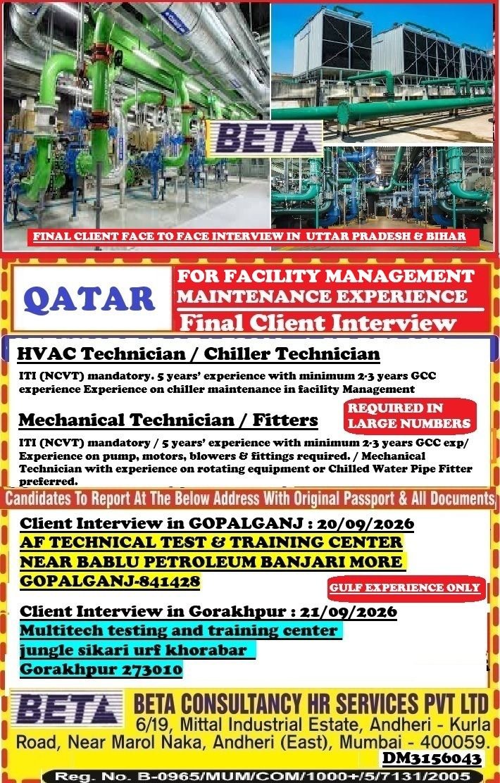 Qatar - Recruitment For Facility Management Maintenance Project