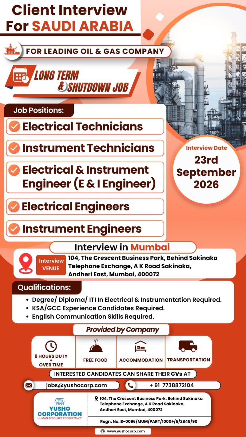 Career Opportunity in Saudi Arabia – Oil & Gas Industry - Apply Now