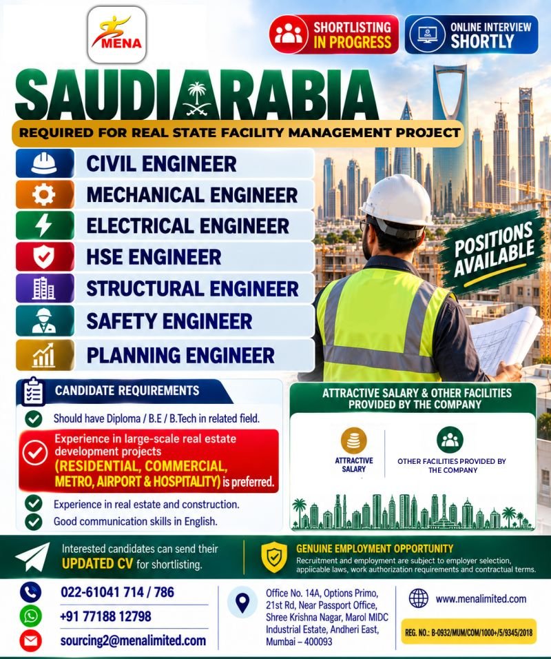 Saudi Arabia : Hiring For Real State Facility Management Project Saudi Arabia : Hiring For Real State Facility Management Project