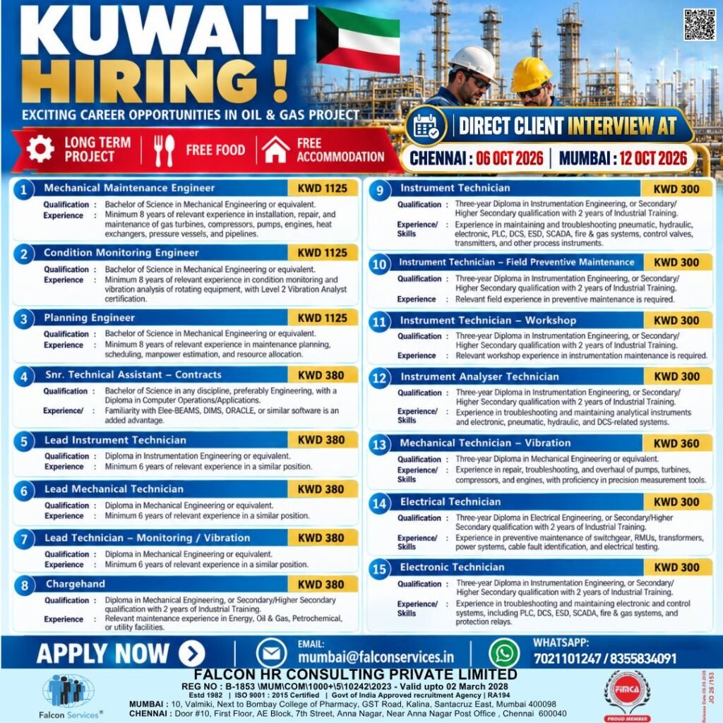 Kuwait Jobs 2026 : Oil & Gas Project - Bulk Vacancies Kuwait Jobs 2026 : Oil & Gas Project - Bulk Vacancies
