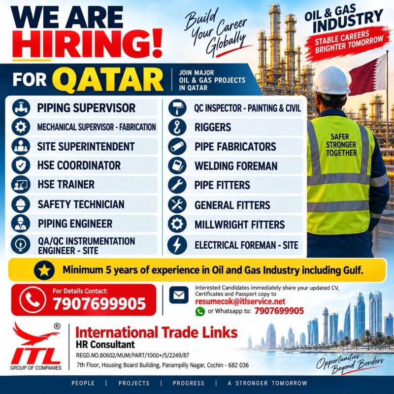 Hiring For Qatar - Oil & Gas Industry Hiring For Qatar - Oil & Gas Industry