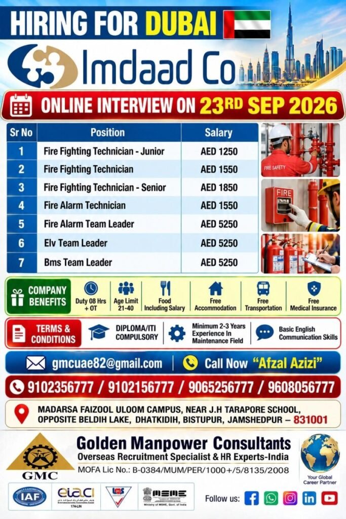 Hiring For UAE : IMDAAD Company Hiring For UAE : IMDAAD Company