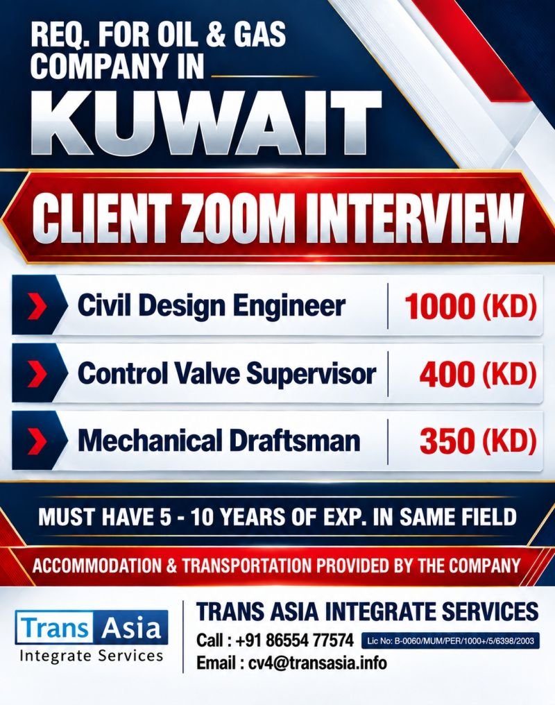 hiring for a leading Oil & Gas Company in Kuwait 